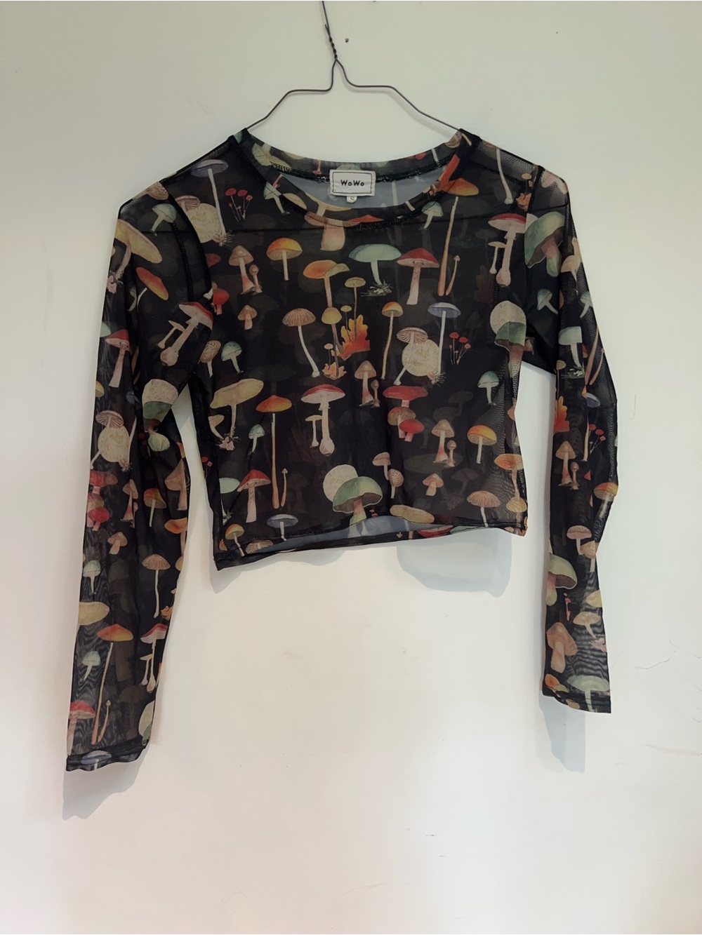 WOWO CROPPED MUSHROOM MESH TOP